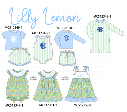 PO76 Green&blue lilly lemon monogram embroidery collection