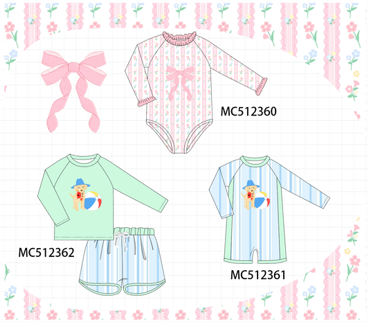 PO76 Green&pink puppy bow applique collection