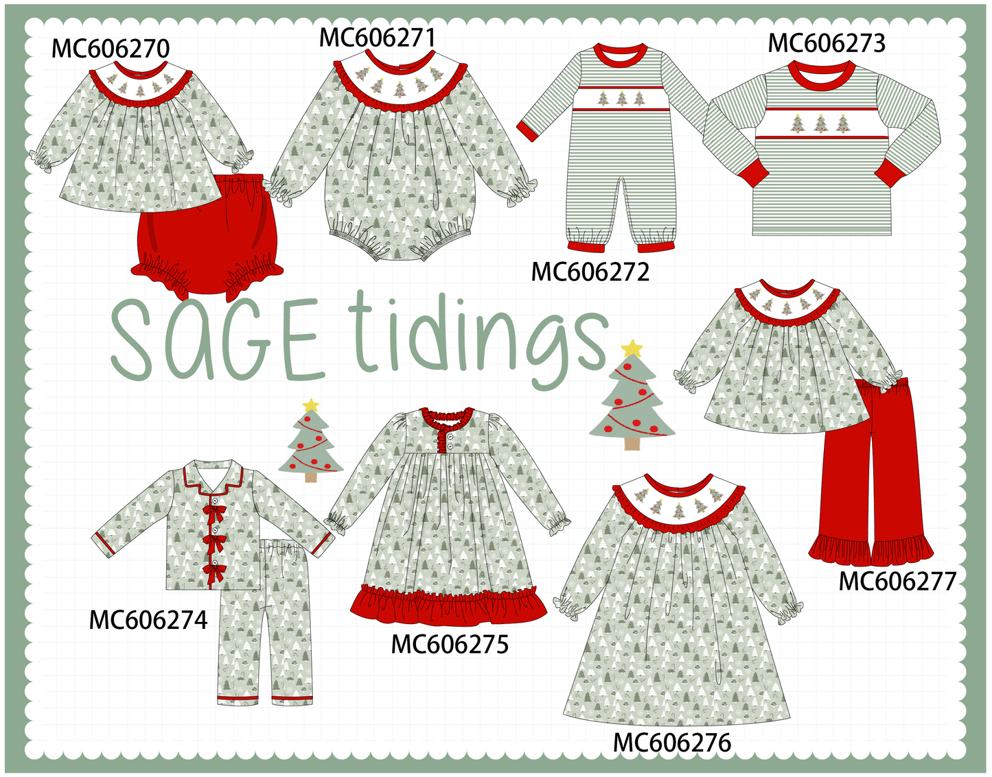 PO95 Green christmas tree embroidery collection