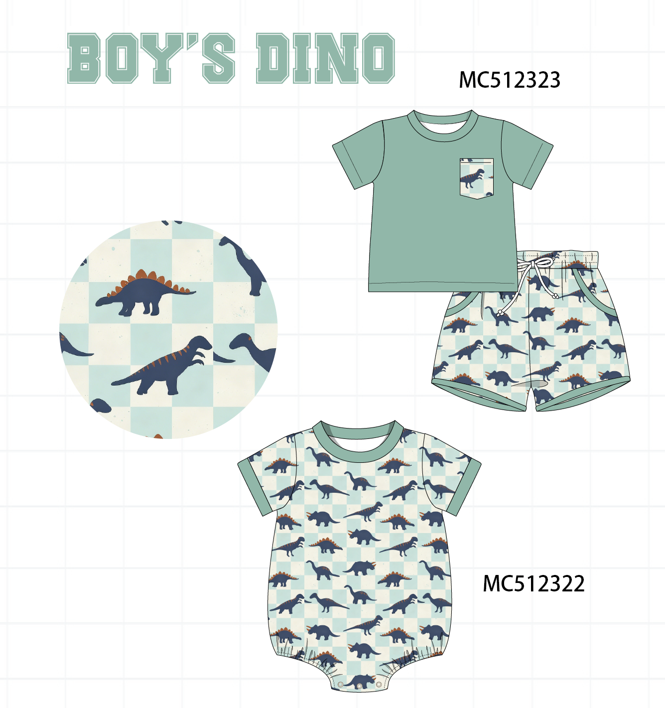 PO76 Green dinosaur boy collection