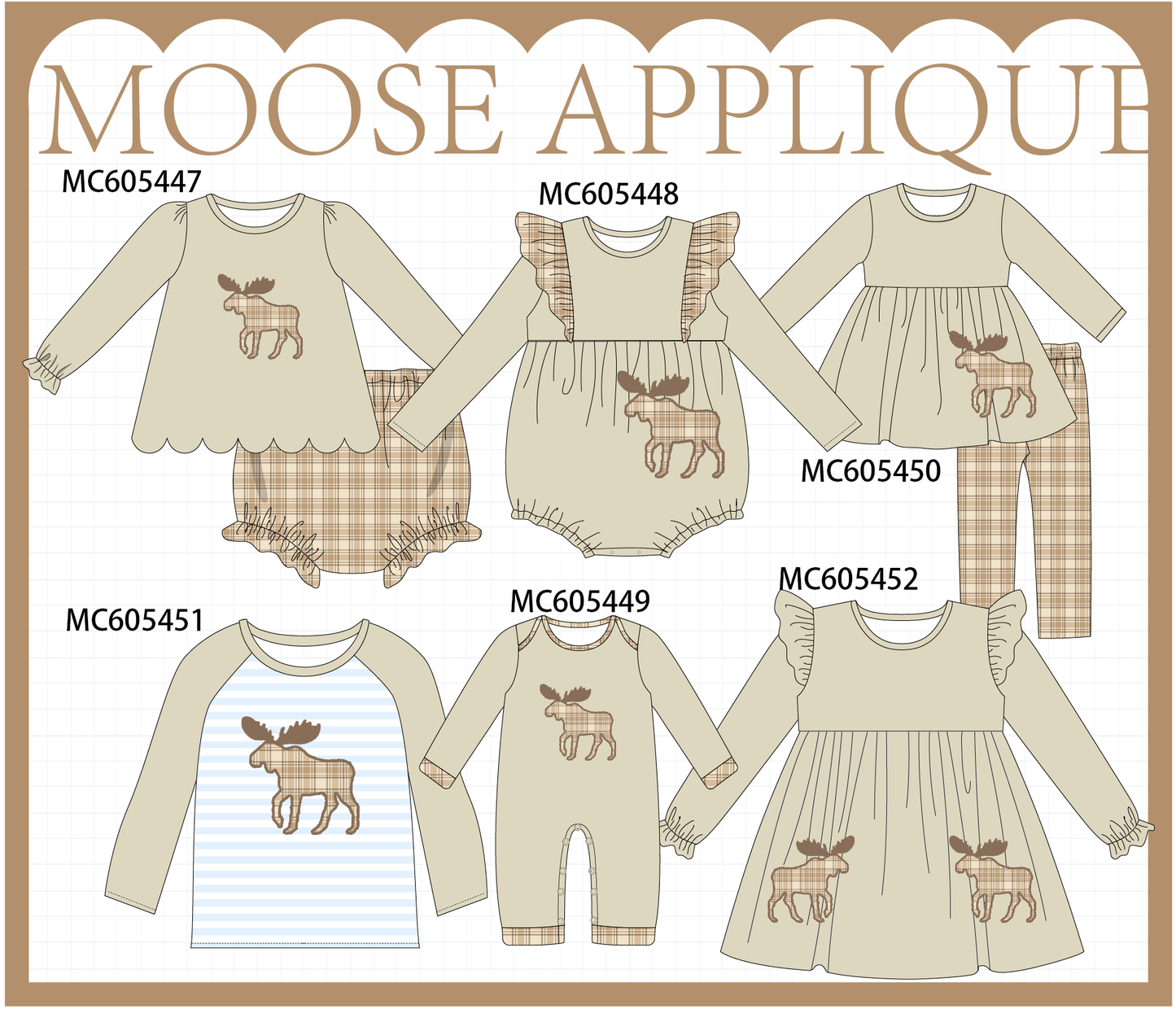 PO93 Khaki moose applique plaid collection