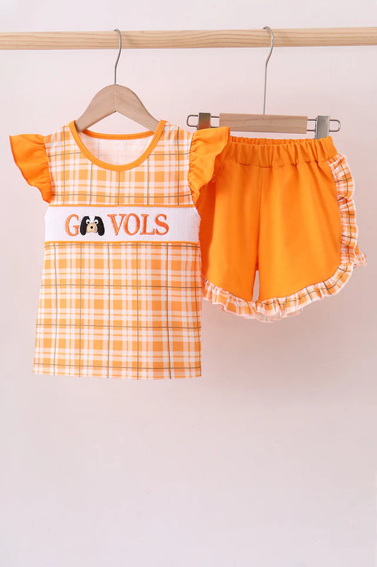 Tennessee Go Vols Smocked Ruffle Short Set