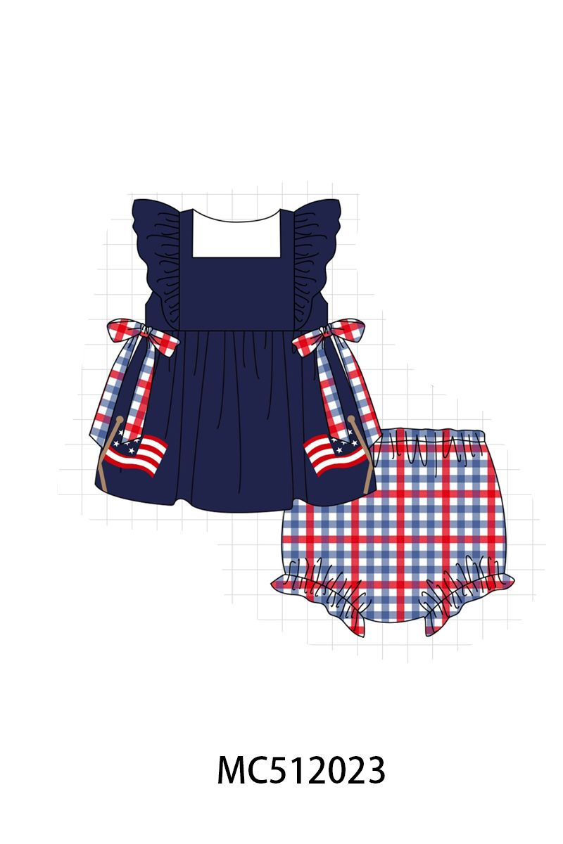 PO76 Navy patriotic flag embroidery collection