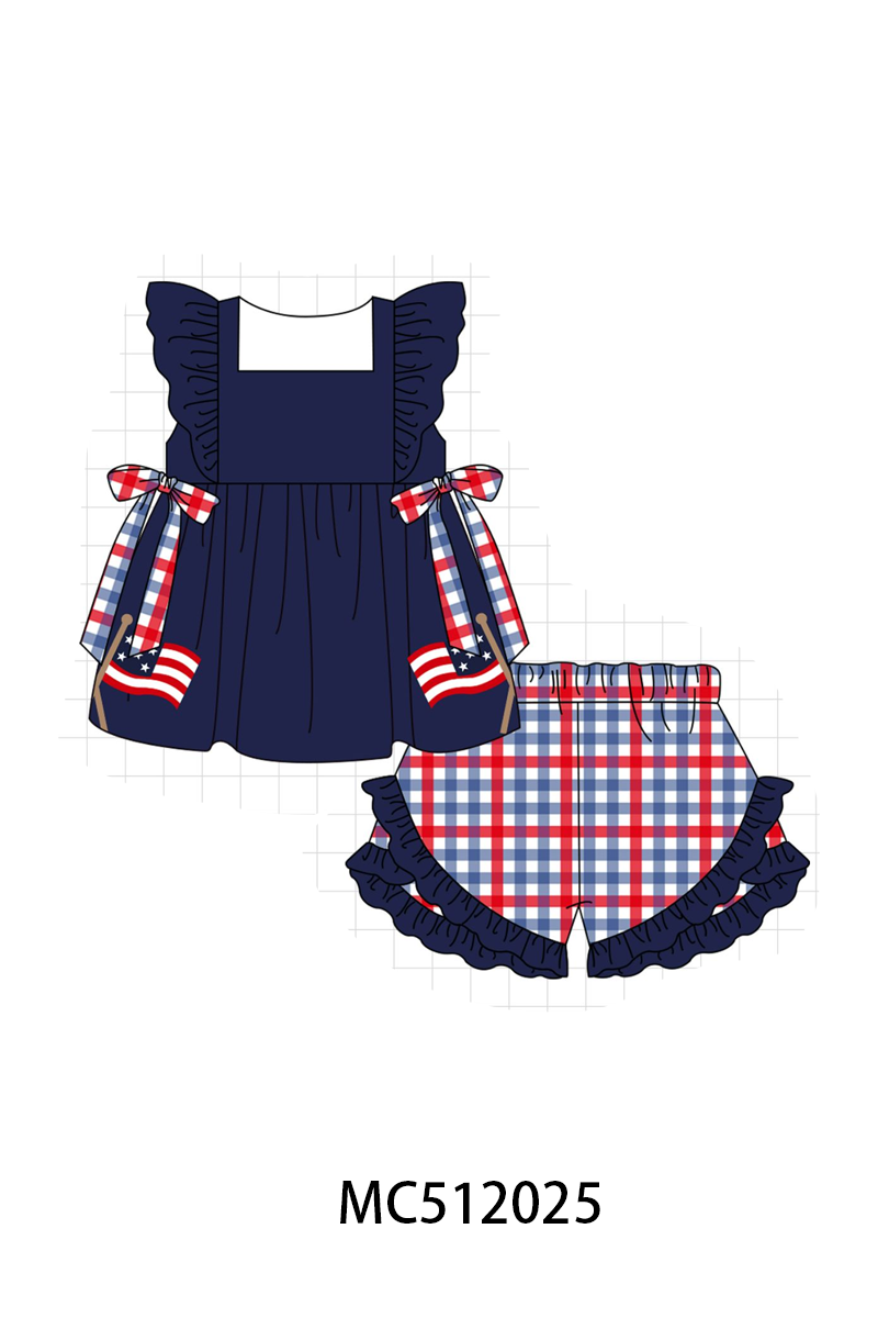 PO76 Navy patriotic flag embroidery collection