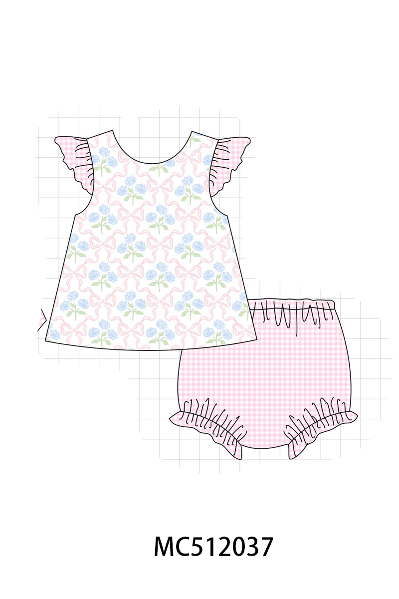 PO76 Pink hydrangea bow print collection