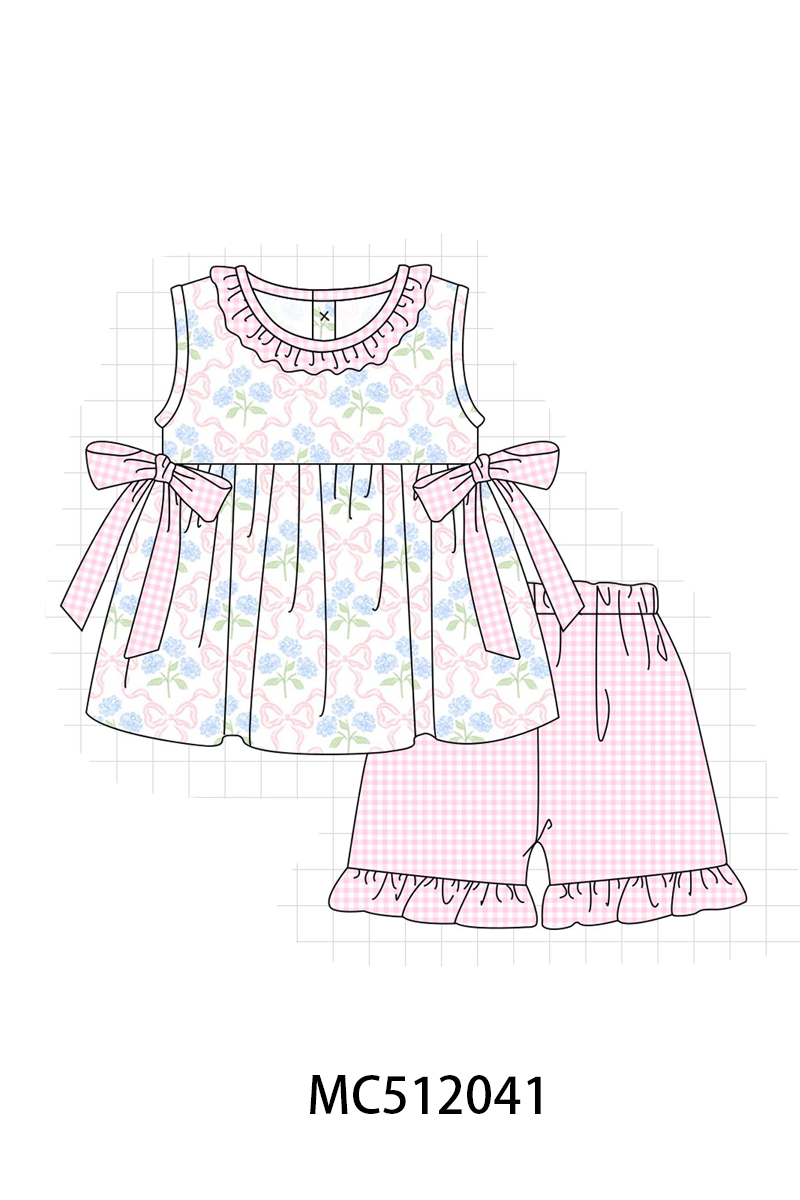 PO76 Pink hydrangea bow print collection