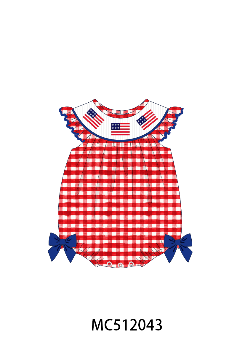 PO76 Patriotic flag smocked gingham collection 1