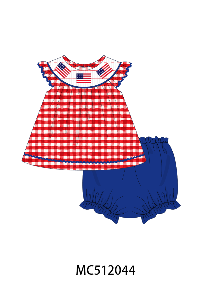 PO76 Patriotic flag smocked gingham collection 1