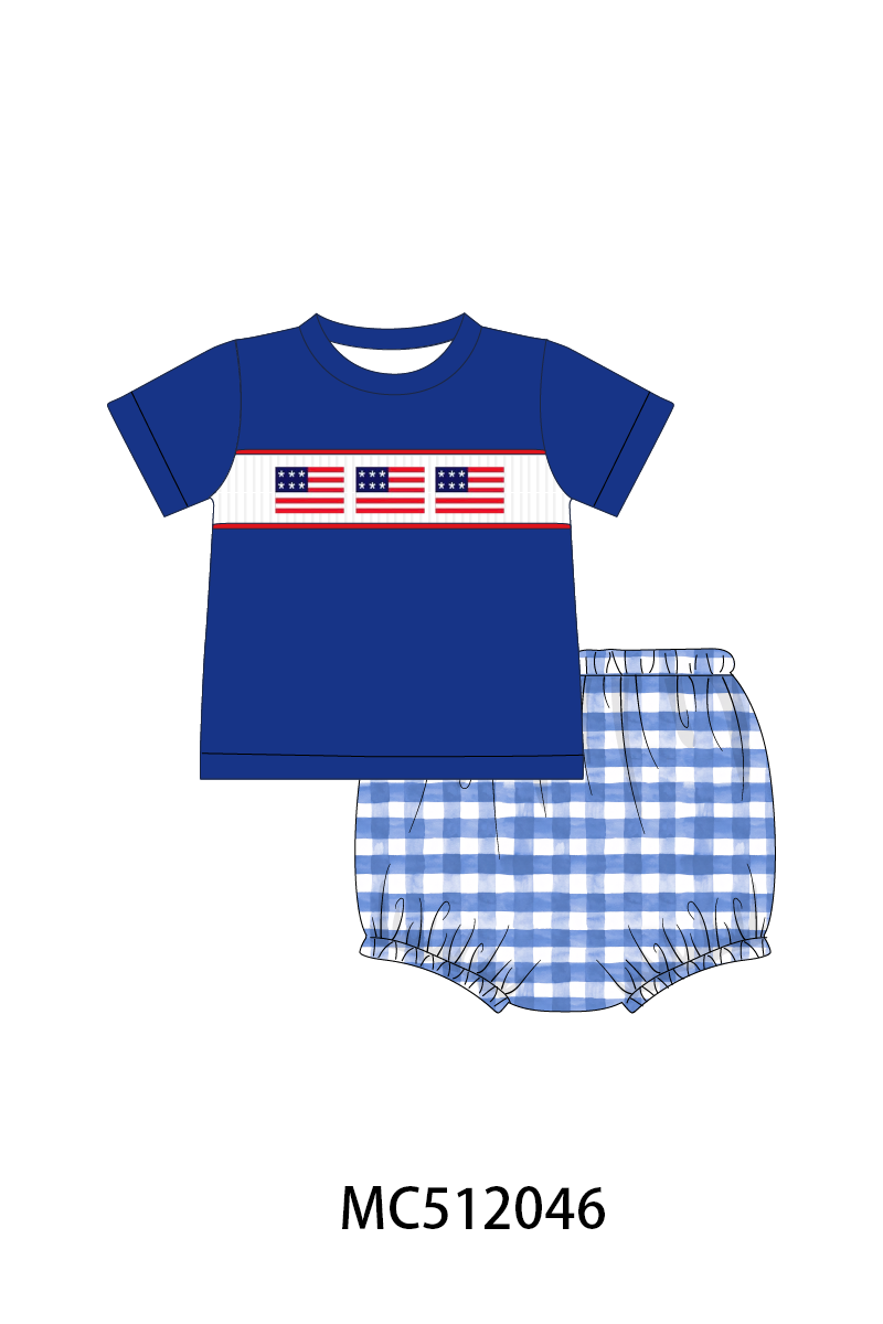 PO76 Patriotic flag smocked gingham collection 1