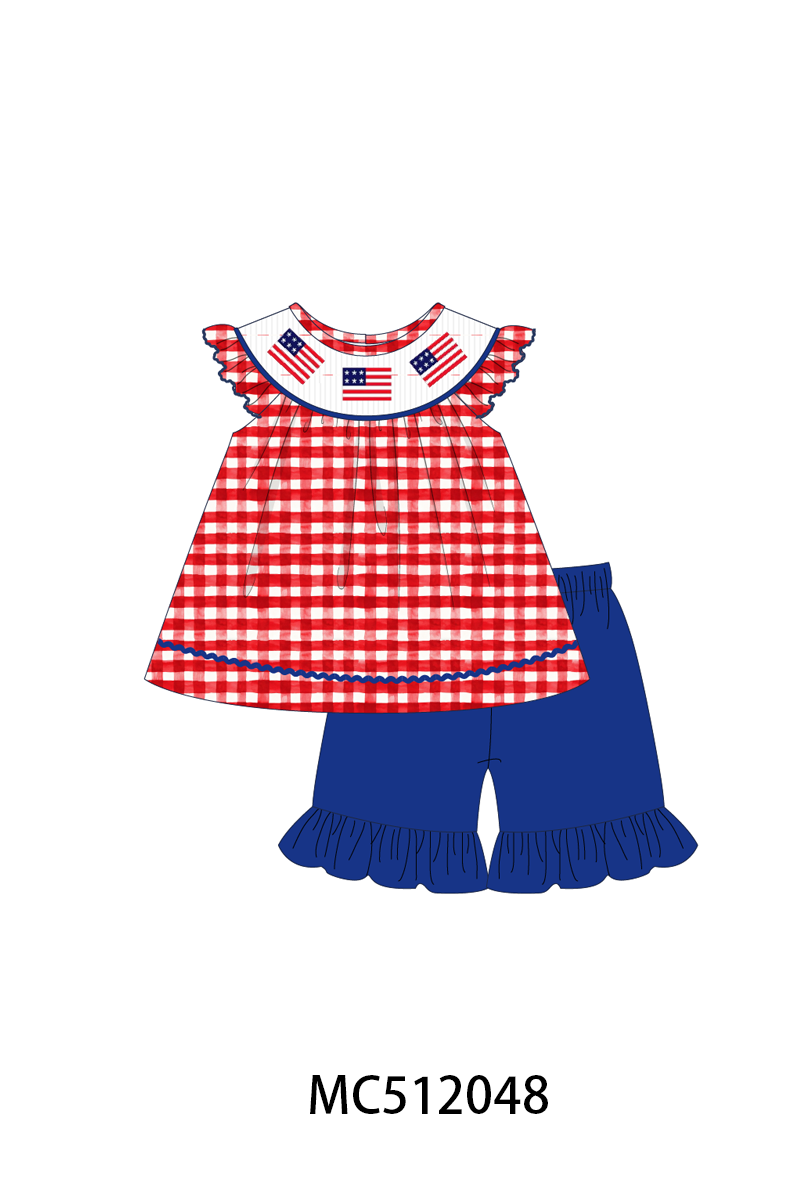 PO76 Patriotic flag smocked gingham collection 2