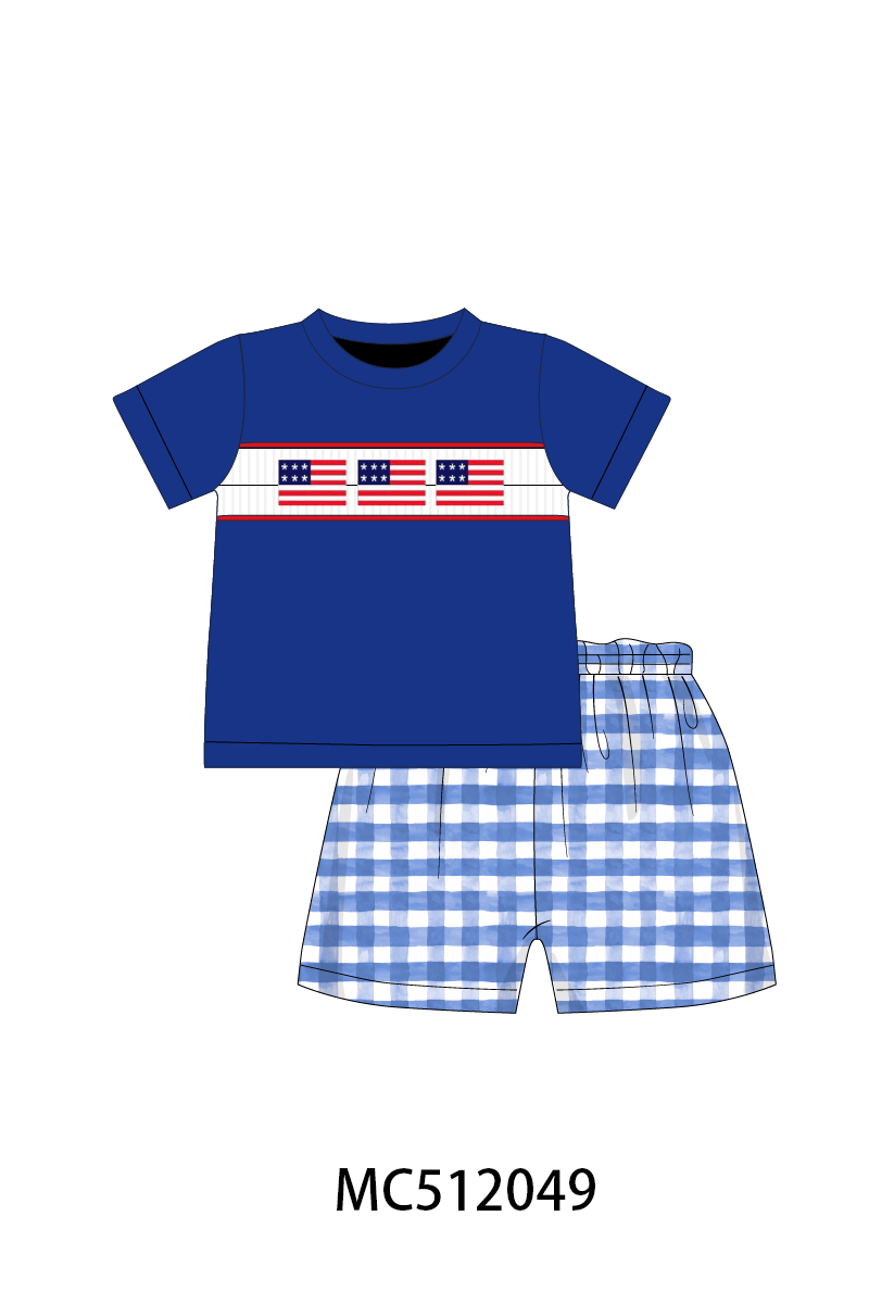 PO76 Patriotic flag smocked gingham collection 2