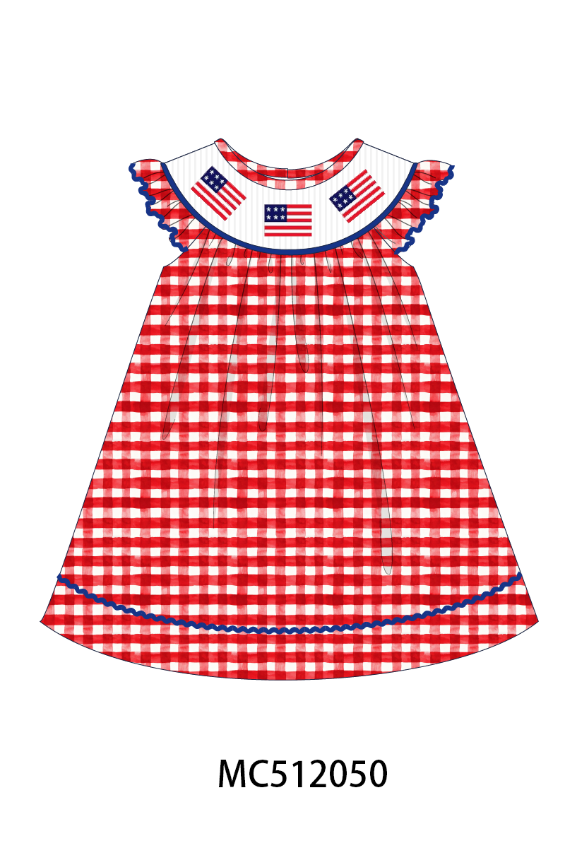 PO76 Patriotic flag smocked gingham collection 2