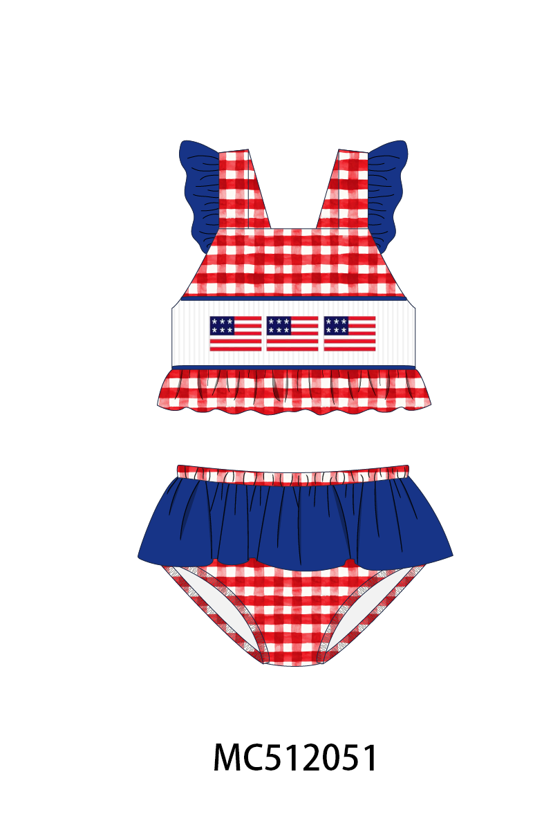 PO76 Patriotic flag smocked gingham collection 2