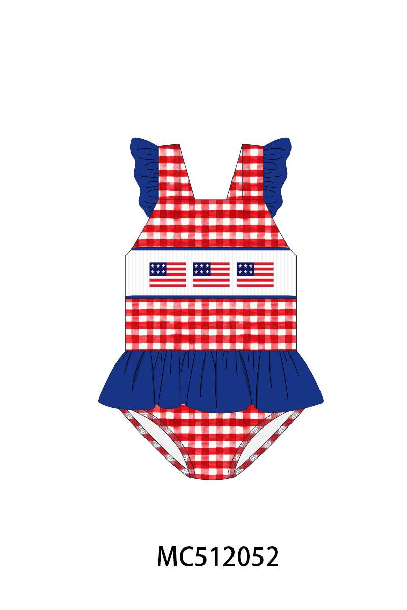 PO76 Patriotic flag smocked gingham collection 2