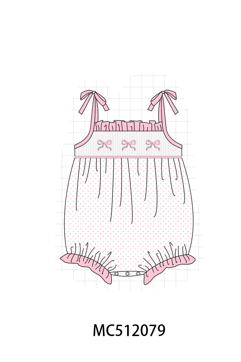 PO76 Pink bow smocked ruffle collection