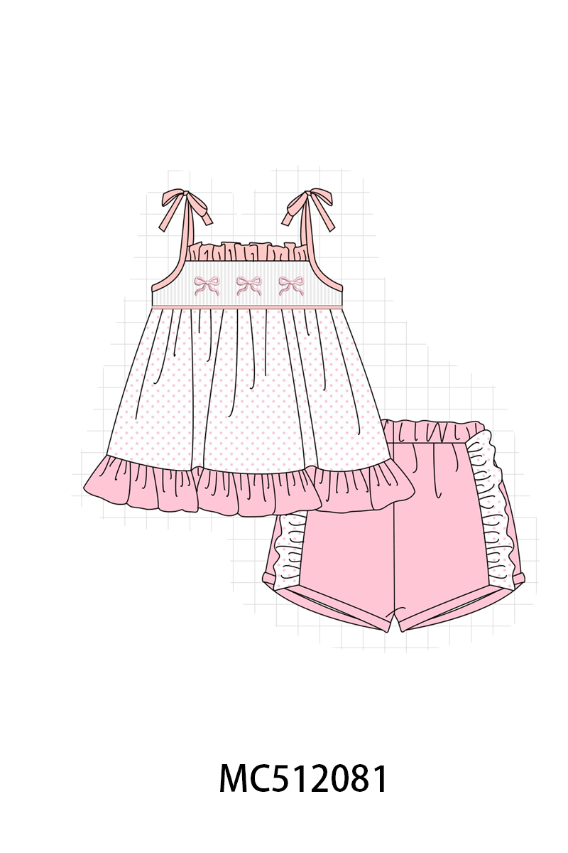 PO76 Pink bow smocked ruffle collection