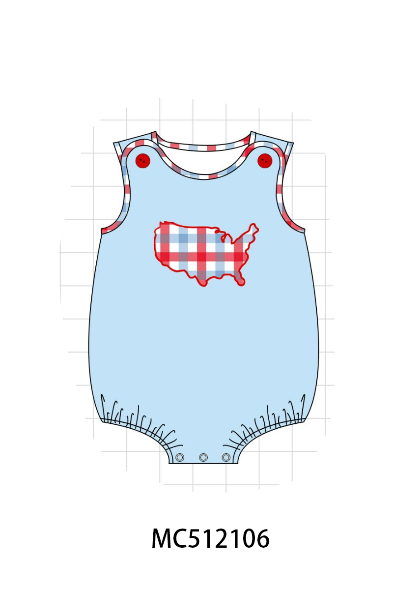 PO76 Blue patriotic America map bow applique collection