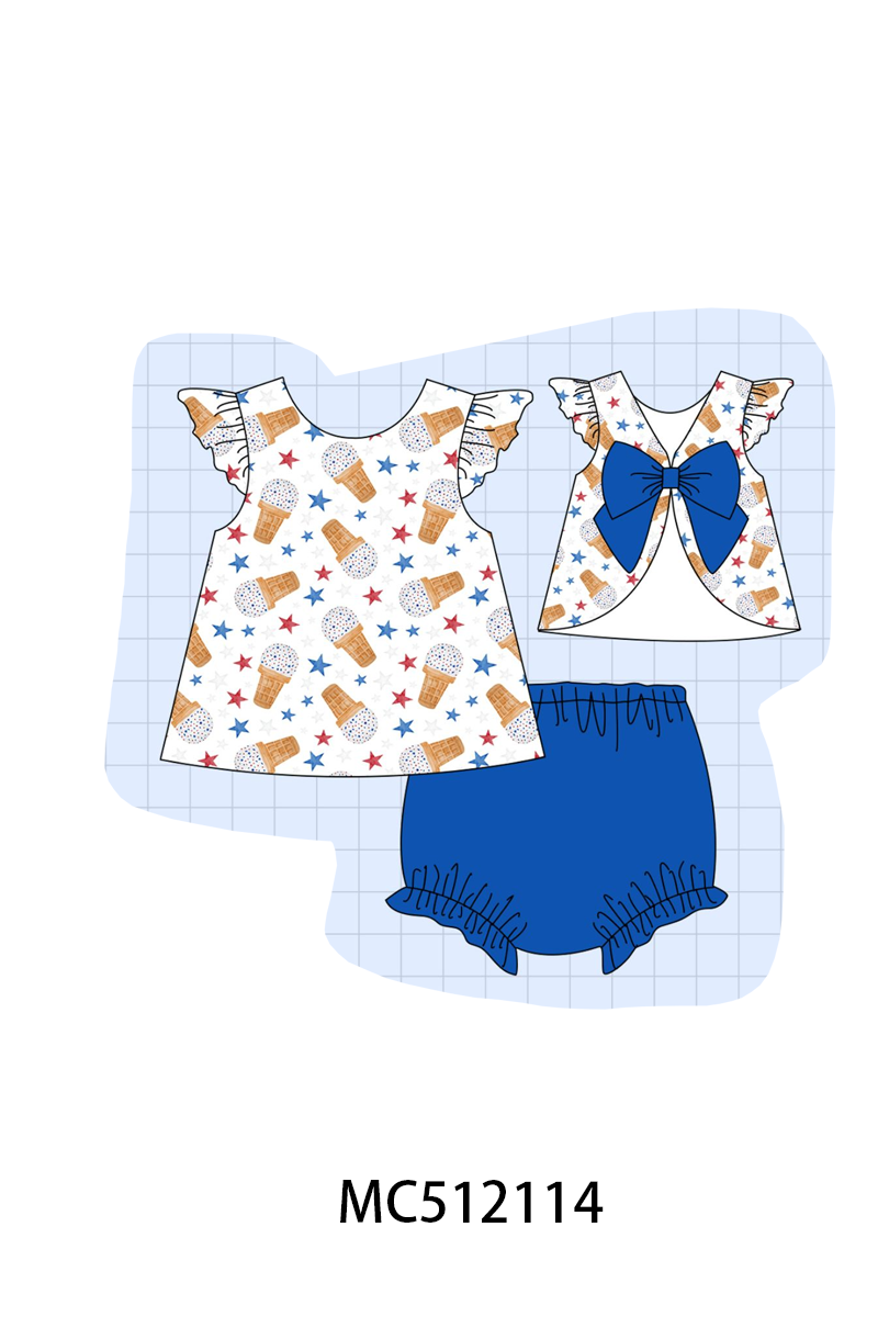 PO76 Blue patriotic waffle cone ice cream print collection