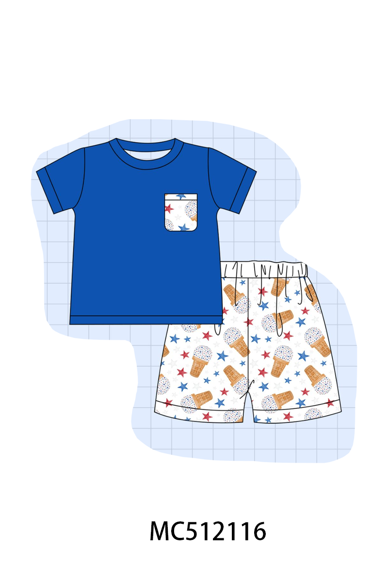 PO76 Blue patriotic waffle cone ice cream print collection