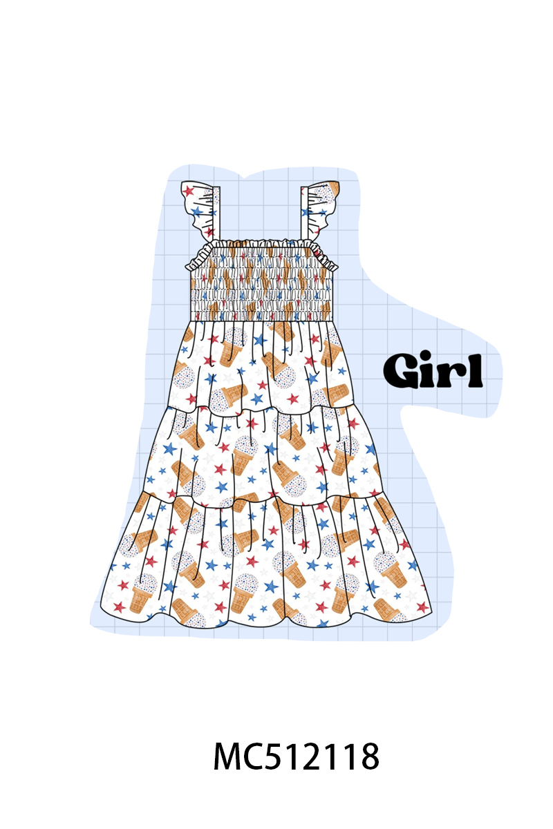 PO76 Blue patriotic waffle cone ice cream print collection