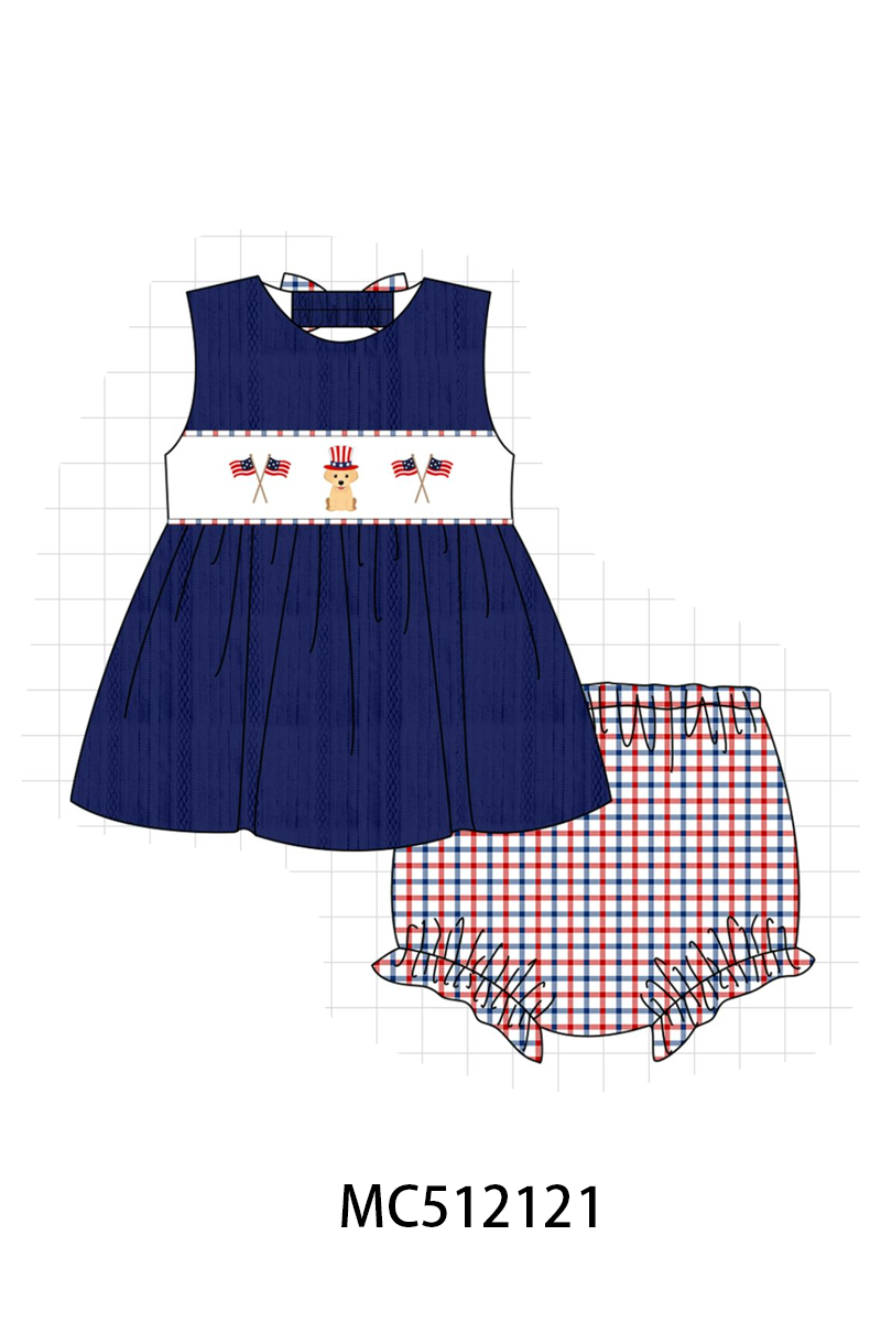 PO76 Navy patriotic puppy flag embroidery collection