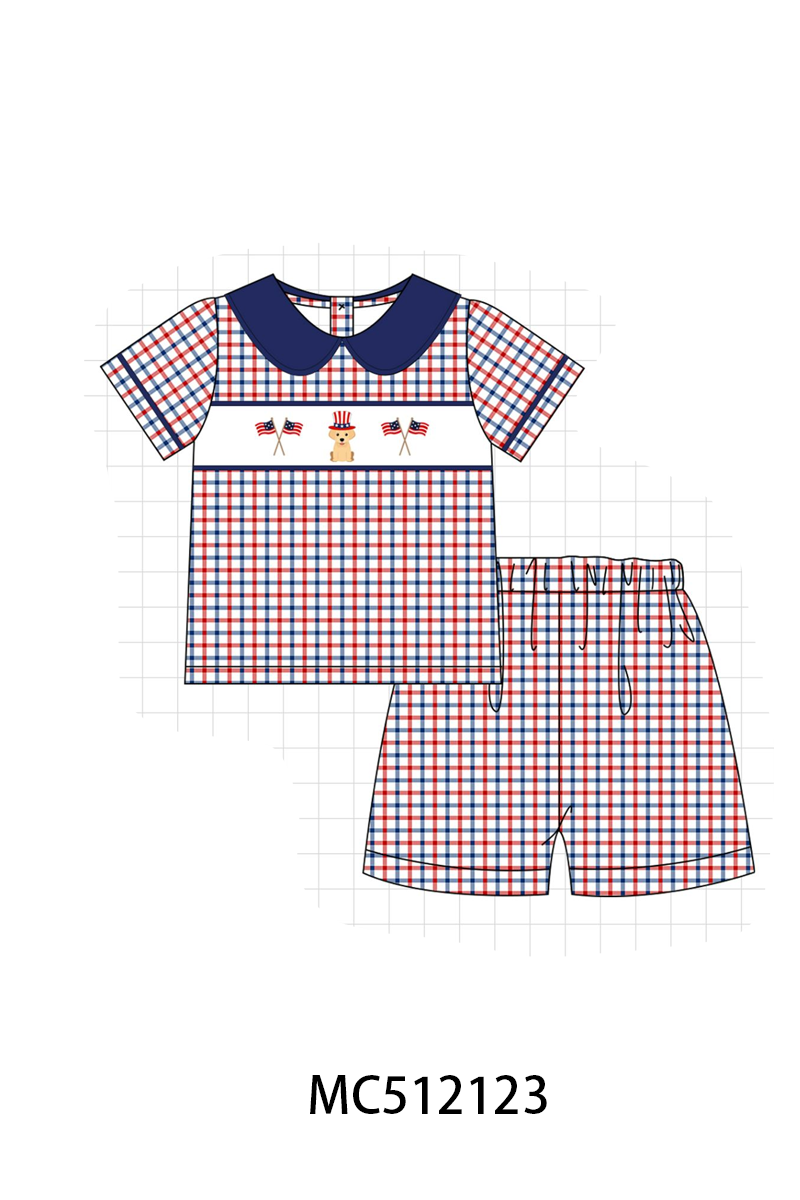 PO76 Navy patriotic puppy flag embroidery collection