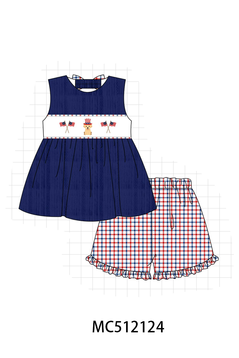 PO76 Navy patriotic puppy flag embroidery collection