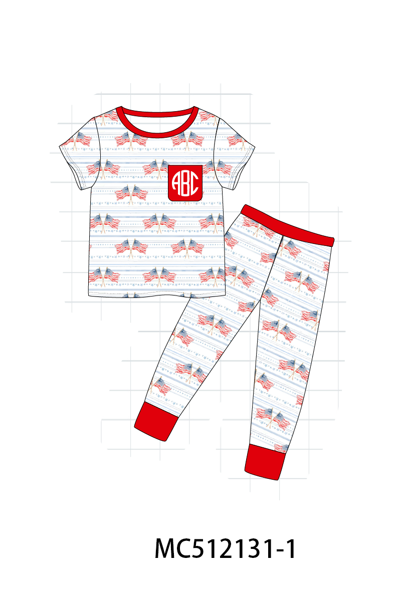 PO76 Red patriotic flag monogram bamboo collection