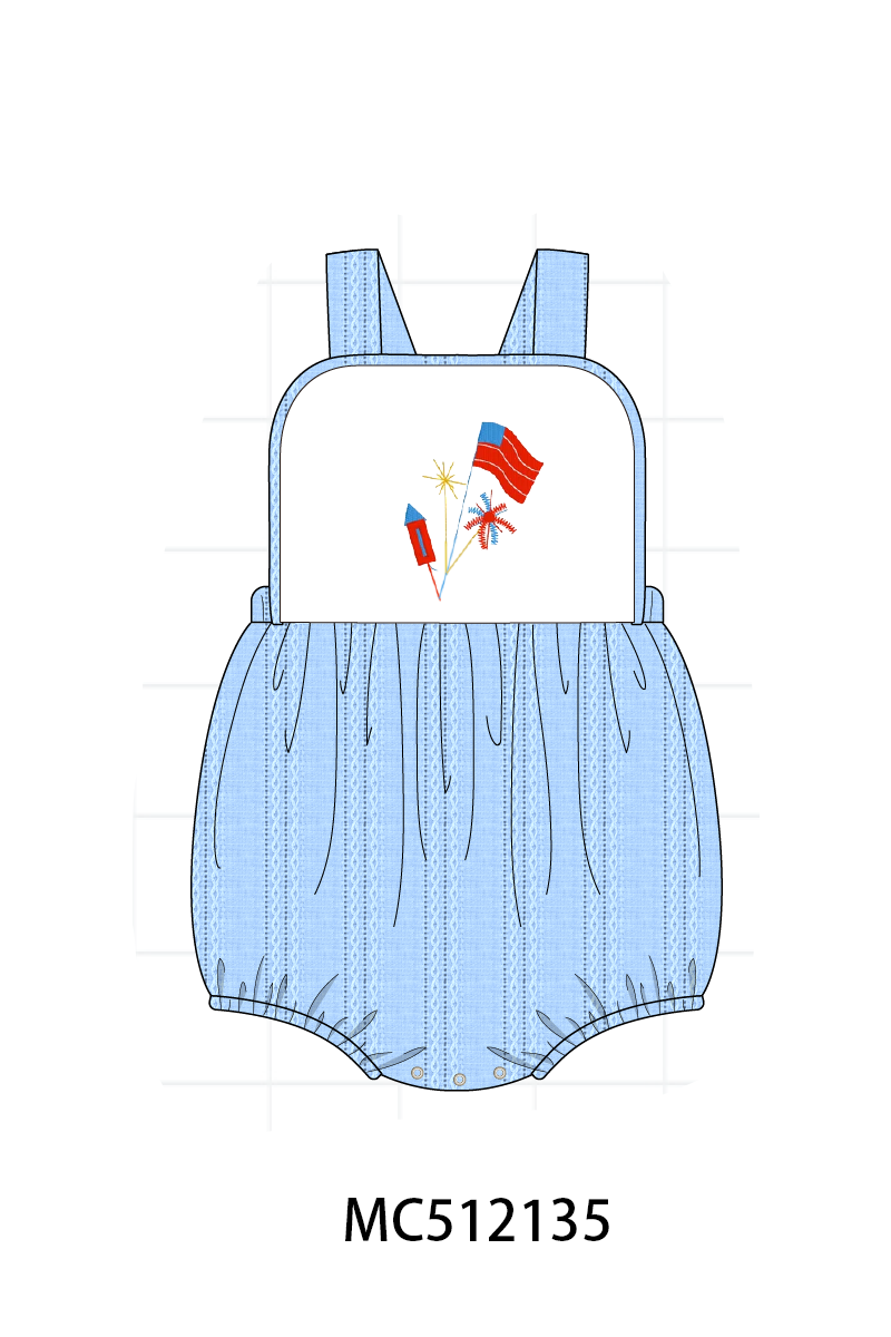 PO76 Blue Patriotic jacguard embroidery collection
