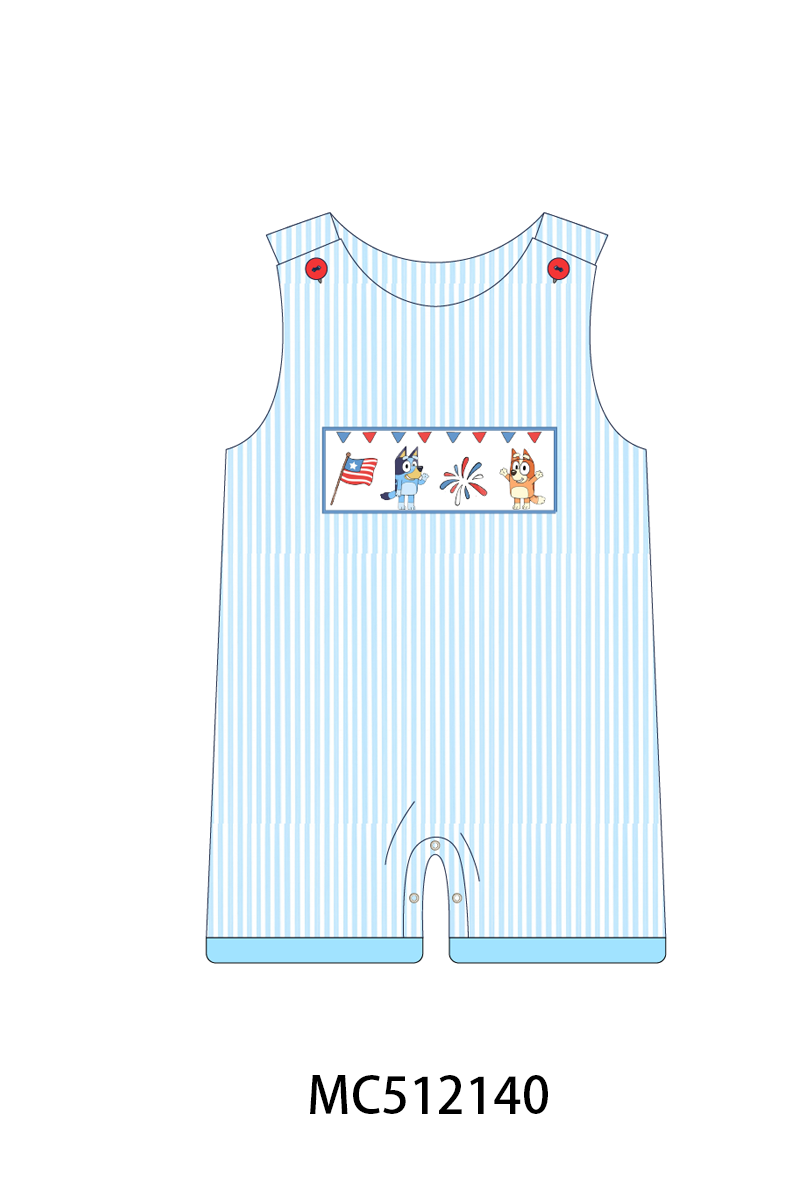 PO76 Blue patriotic character embroidery stripe collection