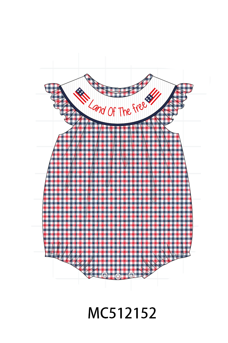 PO76 Patriotic Land of the free smocked gingham collection