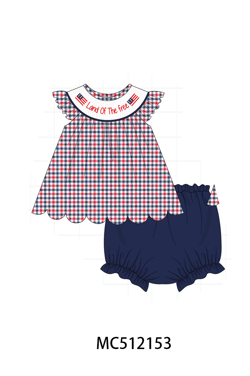 PO76 Patriotic Land of the free smocked gingham collection