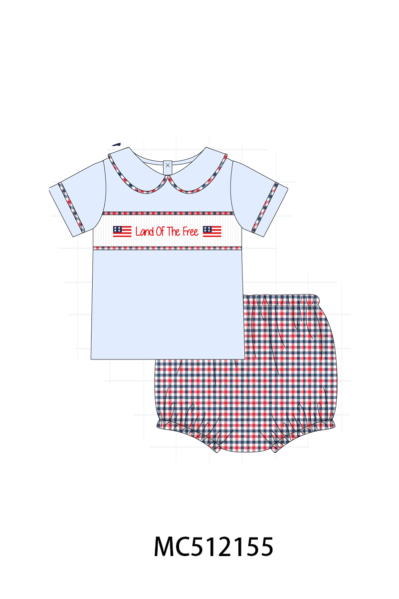 PO76 Patriotic Land of the free smocked gingham collection