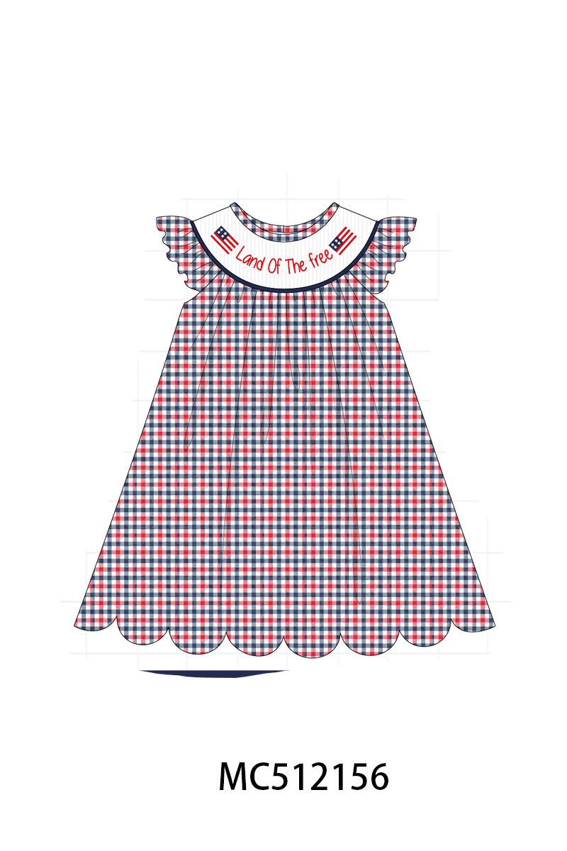 PO76 Patriotic Land of the free smocked gingham collection