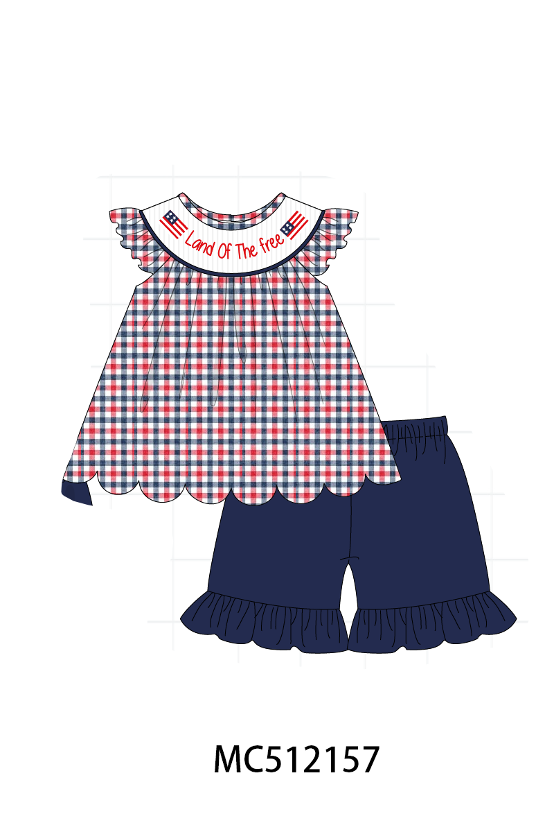 PO76 Patriotic Land of the free smocked gingham collection