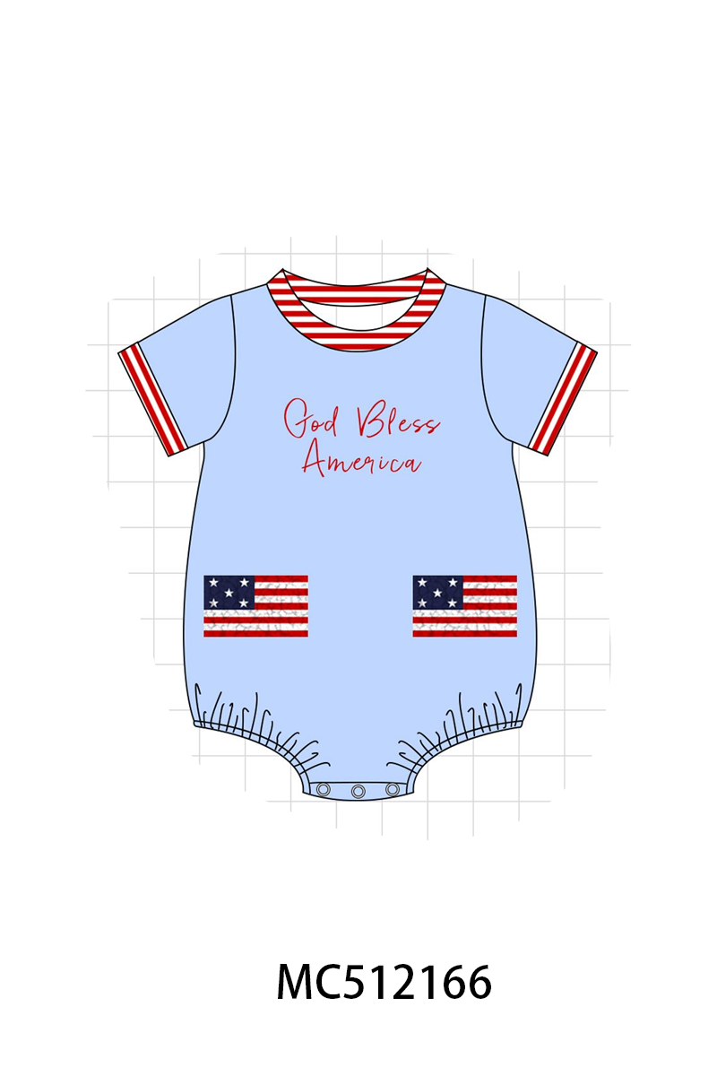 PO76 Blue Patriotic God Bless America flag french knot collection