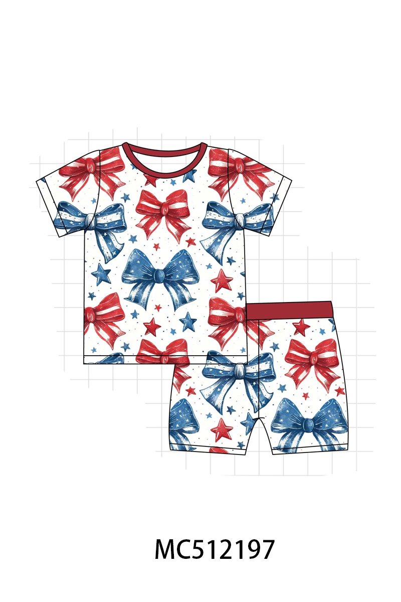 PO76 Patriotic bow print bamboo collection