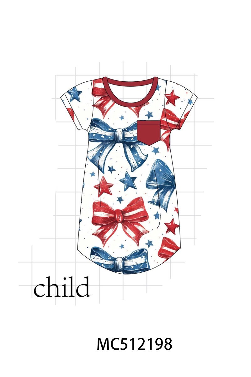 PO76 Patriotic bow print bamboo collection