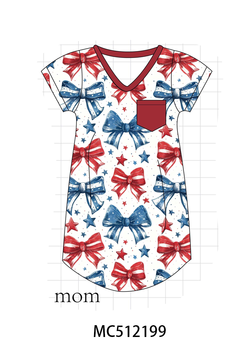PO76 Patriotic bow print bamboo collection