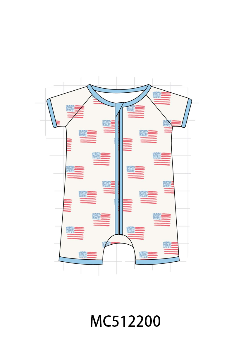 PO76 Blue patriotic flag print bamboo collection