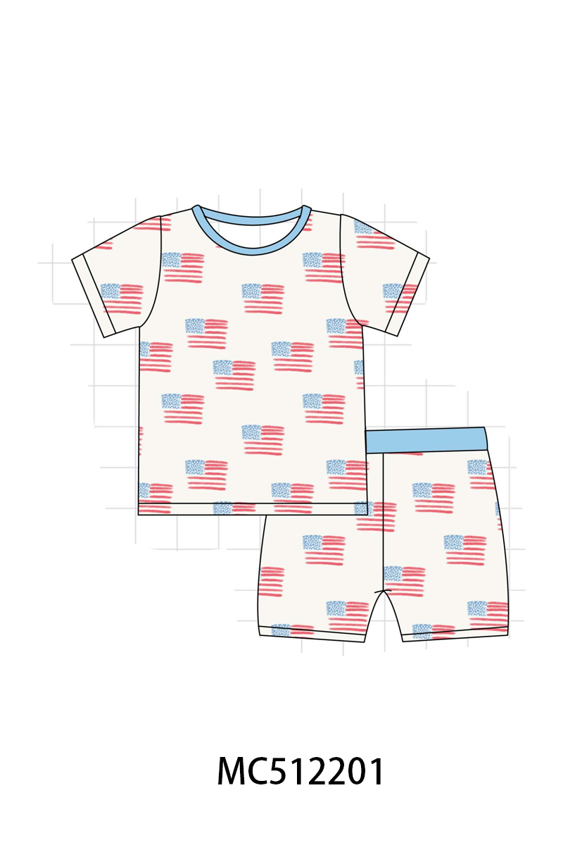 PO76 Blue patriotic flag print bamboo collection