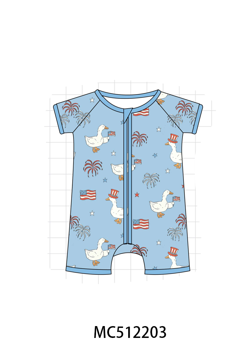 PO76 Blue patriotic goose flag print bamboo collection