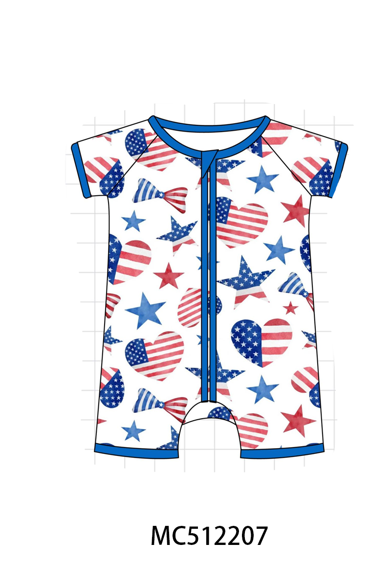 PO76 Blue patriotic flag star print bamboo collection