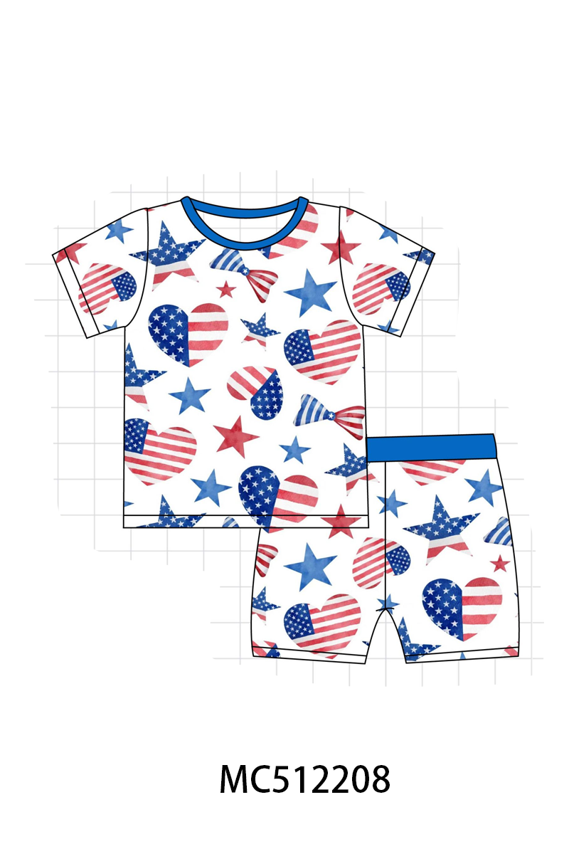 PO76 Blue patriotic flag star print bamboo collection