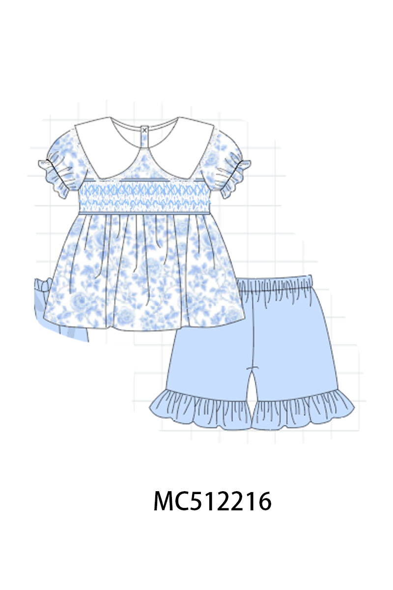 PO76 Blue rose smocked collection
