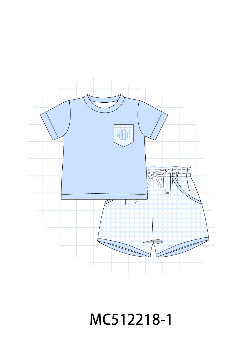 PO76 Blue rose monogram embroidery smocked collection