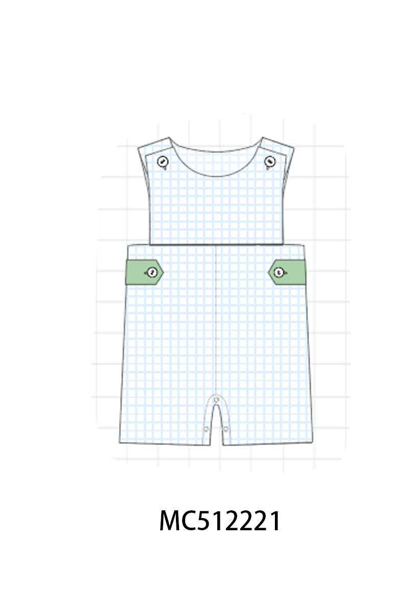 PO76 Green strawberry smocked gingham collection