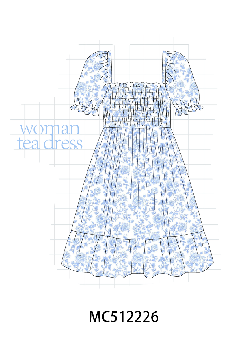 PO76 Blue rose smocked collection