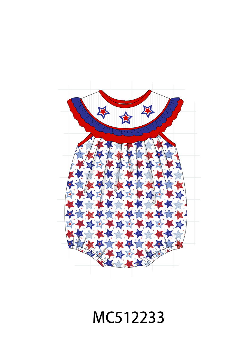 PO76 Red Patriotic star embroidery collection