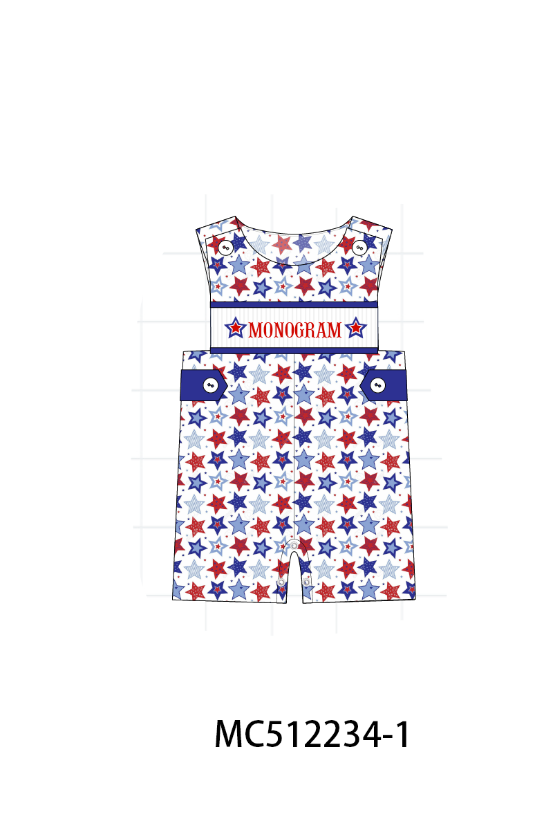PO76 Red Patriotic star monogram embroidery collection